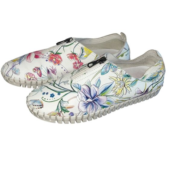 Eric Michaels Marlo Womens Slip-on Size 38 Multicolor Floral Printed Leather - Picture 2 of 9